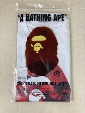 BAPE A Bathing Ape Red Camo Ape Head Tee White XL